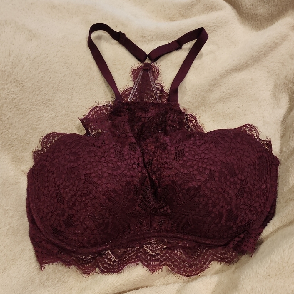 PINK Victoria's Secret Lace Bralette Medium Burgundy